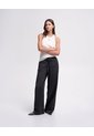 Pantalón Recto Tiro Alto Negro Mujer Negro de PUNTO BLANCO