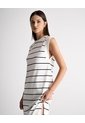 Vestido Midi Rib Algodón Rayas Mujer Negro de PUNTO BLANCO