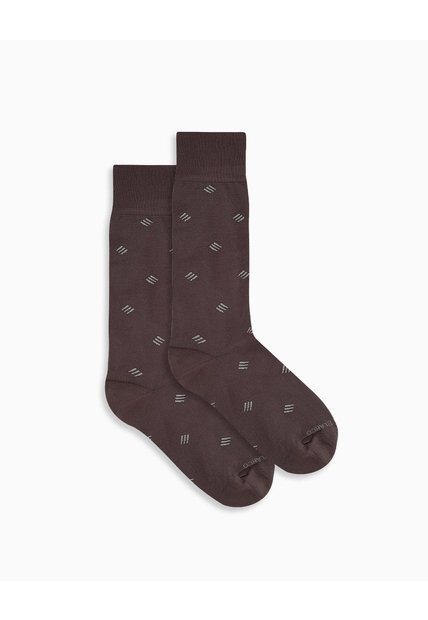 Medias Hombre Largas Formal Café Figuras