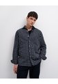 Camisa Regular Manga Larga Azul Cuadros Hombre Azul de PUNTO BLANCO