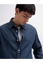 Camisa Manga Larga Regular Algodón índigo Medio Hombre Azul Oscuro de PUNTO BLANCO