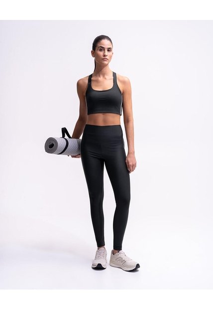Legging Deportivo Tiro Alto Control Abdomen Negro Mujer Negro