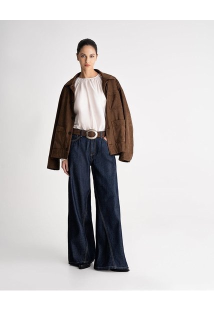 Jean Wide Leg Tiro Alto índigo Oscuro Mujer Azul