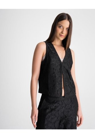 Chaleco Regular Encaje Negro Mujer Negro PUNTO BLANCO