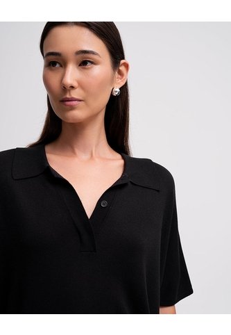 Polo Regular Tejido De Punto Negra Mujer Negro PUNTO BLANCO