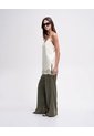 Pantalón Tiro Alto Tipo Satín Verde Mujer Verde de PUNTO BLANCO
