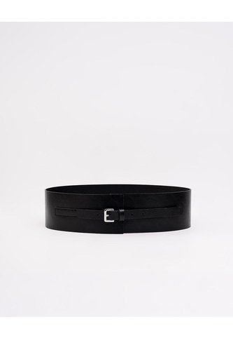 Cinturón Ancho Acabado Liso Negro Mujer Negro PUNTO BLANCO
