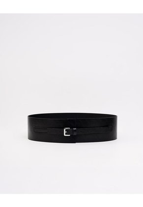 Cinturón Ancho Acabado Liso Negro Mujer Negro
