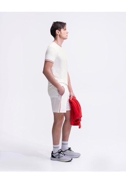 Pantaloneta Deportiva Con Malla Interna Blanco Hombre Blanco