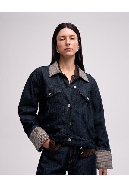 Chaqueta Oversize Denim índigo Oscuro Mujer Azul