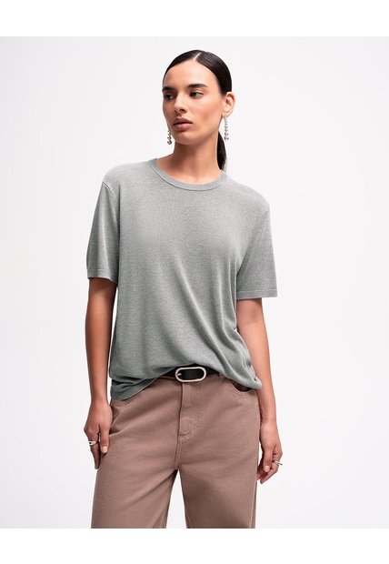 Camiseta Regular Gris Mujer Gris