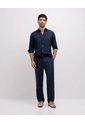 Pantalón Regular Tiro Medio Lino Azul Hombre Azul de PUNTO BLANCO