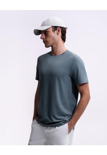 Camiseta Deportivas Control Humedad Hombre Estampada Azul