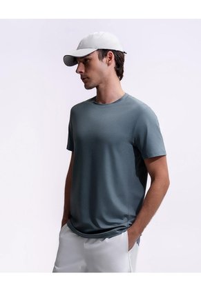 Camiseta Deportivas Control Humedad Hombre Estampada Azul