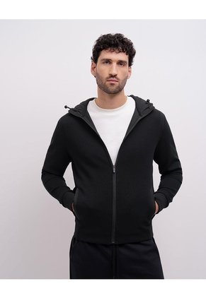 Buzo Confort Con Capucha Negra Hombre Negro