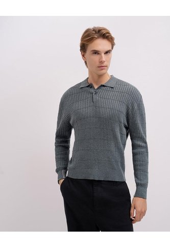 Suéter Regular Tejido De Punto Gris Hombre Gris PUNTO BLANCO