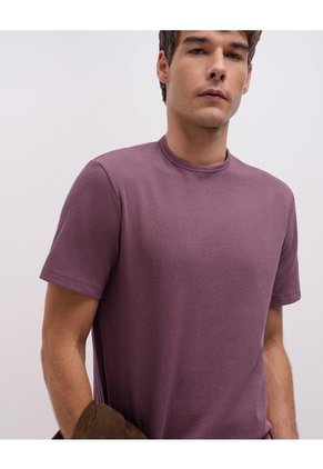 Camiseta Regular Algodón Morada Hombre Purpura