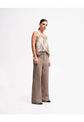 Pantalón Palazzo Tiro Alto Café Mujer Cafe