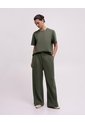 Pantalón Confort Tiro Medio Verde Mujer Verde de PUNTO BLANCO