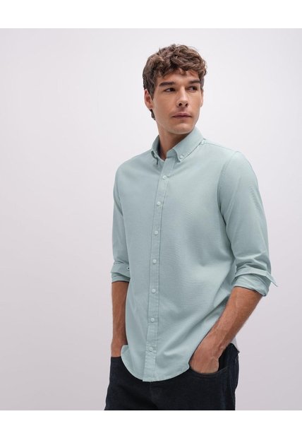 Camisa Manga Larga Regular Verde Hombre Verde