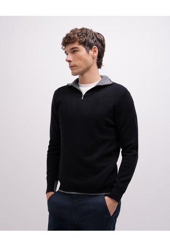 Buzo Regular Tejido De Punto Algodón Negro Hombre Negro PUNTO BLANCO