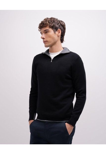 Buzo Regular Tejido De Punto Algodón Negro Hombre Negro