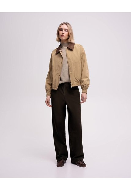 Pantalón Wide Leg Tiro Alto Café Mujer Cafe