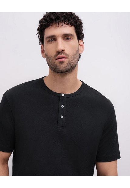 Camiseta Regular Manga Corta Negra Hombre Negro