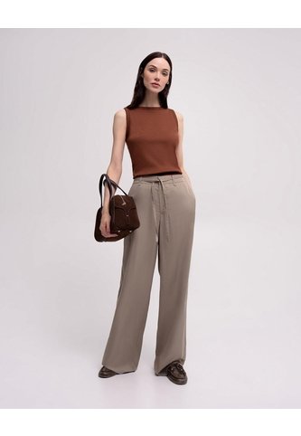 Pantalón Recto Tiro Alto Café Mujer Cafe PUNTO BLANCO