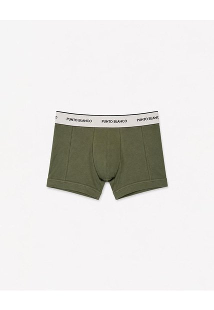 Bóxer Corto Ajustado Panel Amplio Algodón Verde Hombre Verde