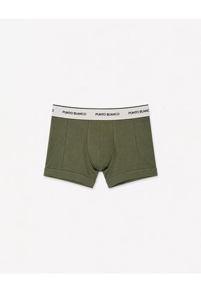 Bóxer Corto Ajustado Panel Amplio Algodón Verde Hombre Verde