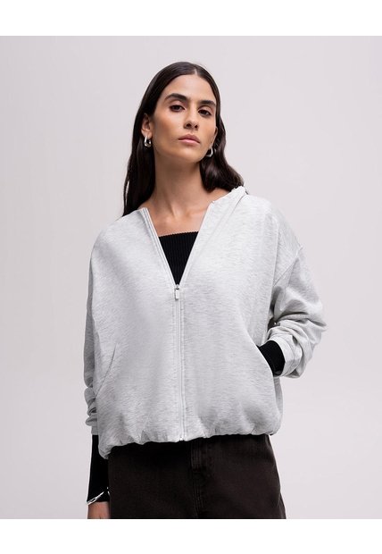 Chaqueta Confort Hoodie Oversize Gris Mujer Gris