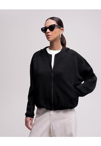 Chaqueta Confort Hoodie Oversize Negra Mujer Negro PUNTO BLANCO