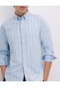 Camisa Manga Larga Regular Rayas Hombre Azul de PUNTO BLANCO