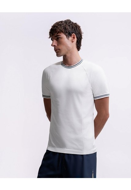 Camiseta Deportiva Slim Acabado Antibacterial Blanca Hombre Blanco