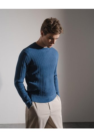 Suéter Tejido Regular Algodón Azul Hombre Azul PUNTO BLANCO