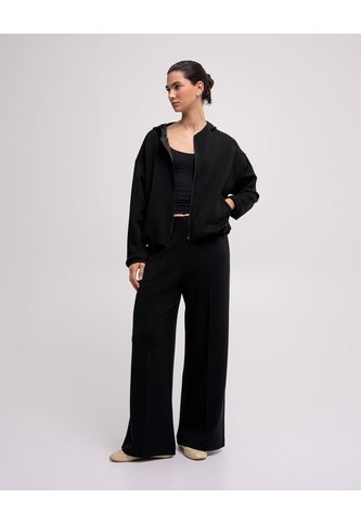 Pantalón Confort Wide Leg Tiro Medio Negro Mujer Negro PUNTO BLANCO