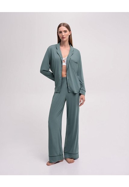 Camisa + Pantalón De Pijama Verde Mujer Verde