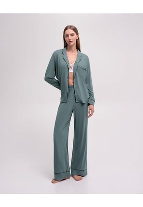 Camisa + Pantalón De Pijama Verde Mujer Verde