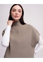 Chaleco Oversize Cuello Alto Café Mujer Cafe de PUNTO BLANCO