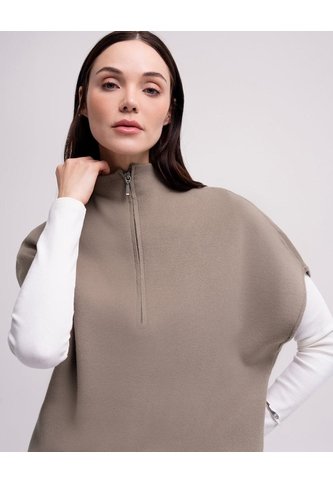 Chaleco Oversize Cuello Alto Café Mujer Cafe PUNTO BLANCO