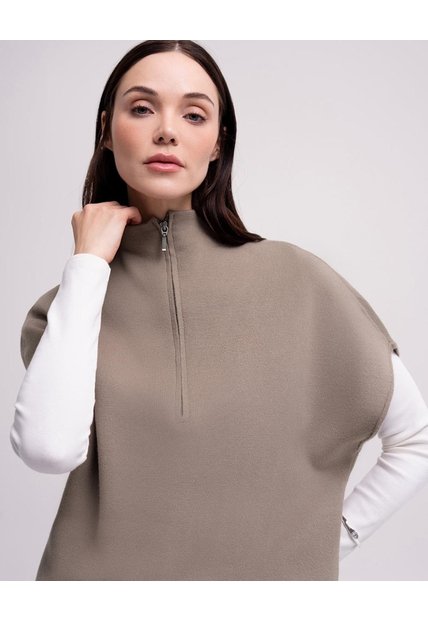 Chaleco Oversize Cuello Alto Café Mujer Cafe