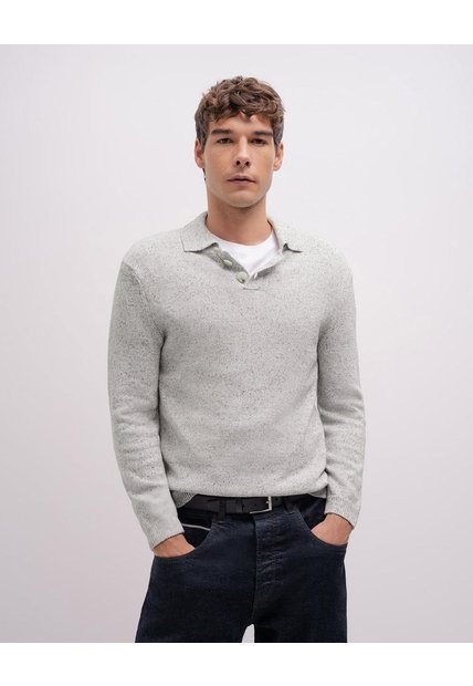 Buzo Tipo Polo Regular Algodón Gris Hombre Cafe