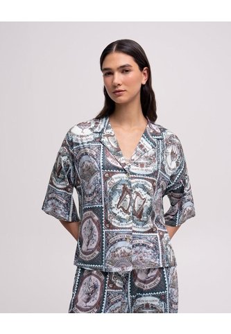 Camisa De Pijama Manga Corta Estampada Mujer Verde PUNTO BLANCO