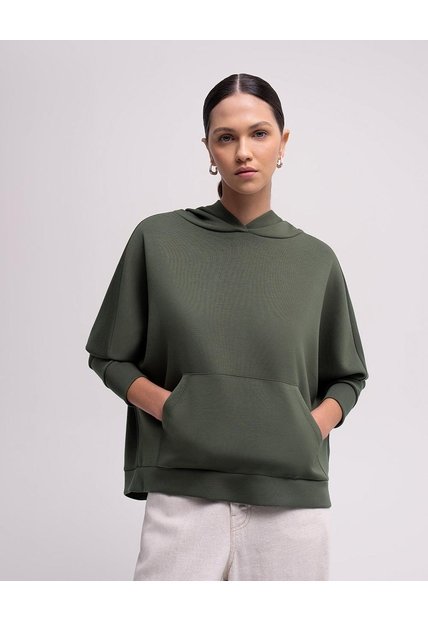 Buzo Confort Tipo Hoddie Tacto Suave Verde Mujer Verde