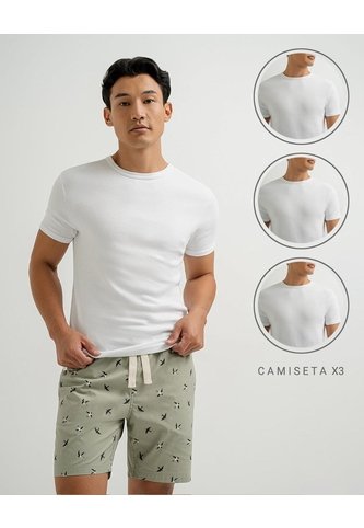 Camiseta Slim Algodón X3 Blanca Hombre Blanco PUNTO BLANCO