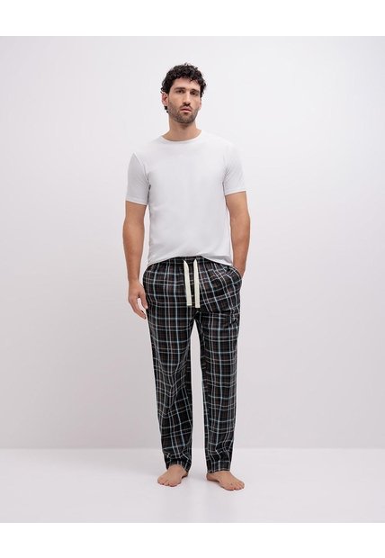 Pantalón De Pijama Algodón Cuadros Hombre Cafe
