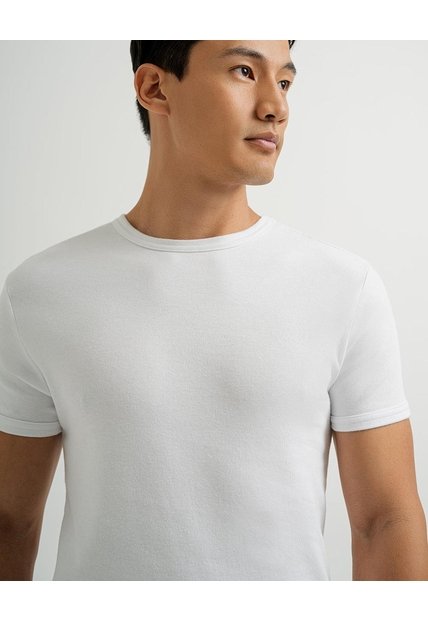 Camiseta Slim Algodón Blanca Hombre Blanco