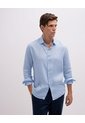 Camisa Manga Larga Regular Lino Azul Hombre Azul de PUNTO BLANCO