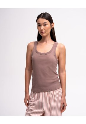 Camiseta Esqueleto Regular Algodón Café Mujer Cafe